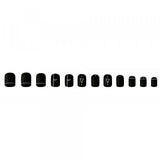 Geo Print Short Length Party 12 PCs Fake Nails Set - Black