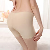 Elastic Waist Soft Fabric Solid Color Women Boxer Underwear - Skin