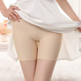 Elastic Waist Soft Fabric Solid Color Women Boxer Underwear - Skin