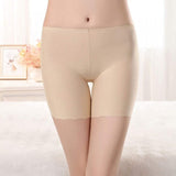 Elastic Waist Soft Fabric Solid Color Women Boxer Underwear - Skin