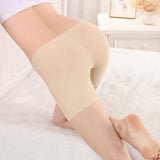 Elastic Waist Soft Fabric Solid Color Women Boxer Underwear - Skin