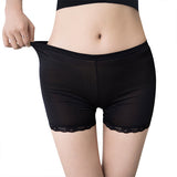 Lace Patched Solid Color Women Boxer Underwear - Black