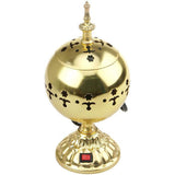 Golden Carved Round Shaped Incense Bakhoor Burner - Golden