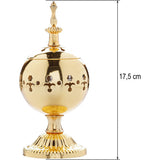 Golden Carved Round Shaped Incense Bakhoor Burner - Golden