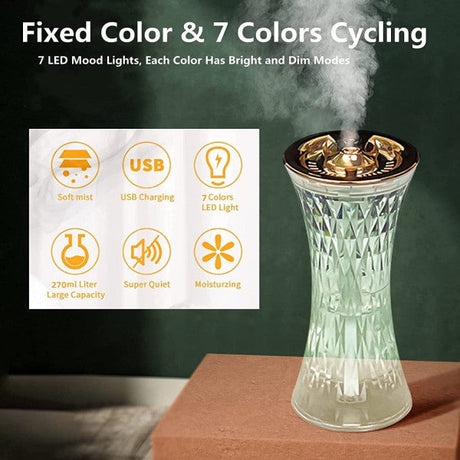 Luxury And Ambiance Combined Crystal Rose Lamp Humidifier - Transparent