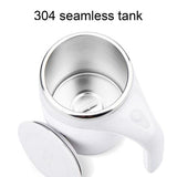 Stainless Steel Coffee Mixing Automatic Stirring Cup  - White