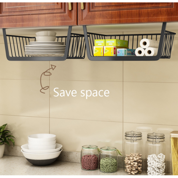 Under Shelf Hanging Extended Storage Rack Basket - Black