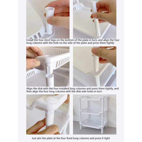 Three Tier Square Shape Storage Rack - White