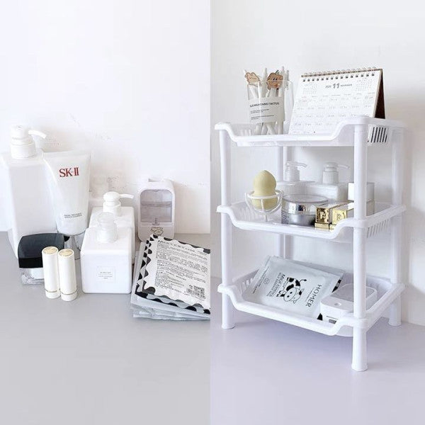 Three Tier Square Shape Storage Rack - White