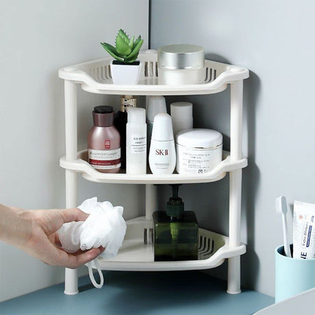 Three Tier Easy Assembling Corner Storage Rack - White - Shop N Save