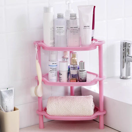 Three Tier Easy Assembling Corner Storage Rack - Pink - Shop N Save
