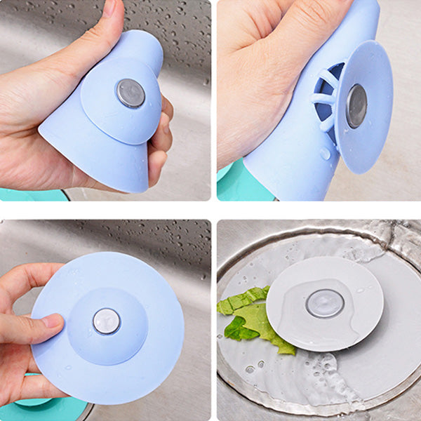 Kitchen Bathroom Silicon Sink Drain Hair Stopper Filter - Gray