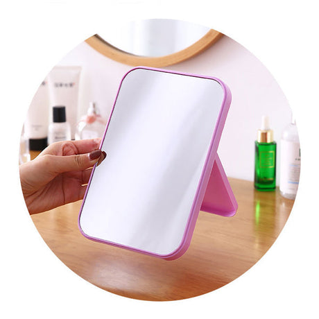 Portable Square Folding Beauty Desktop Mirror - Purple