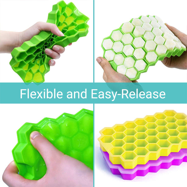 Silicon Flexible Easy Ice Cube Maker Mold With Lid - Blue - Shop N Save