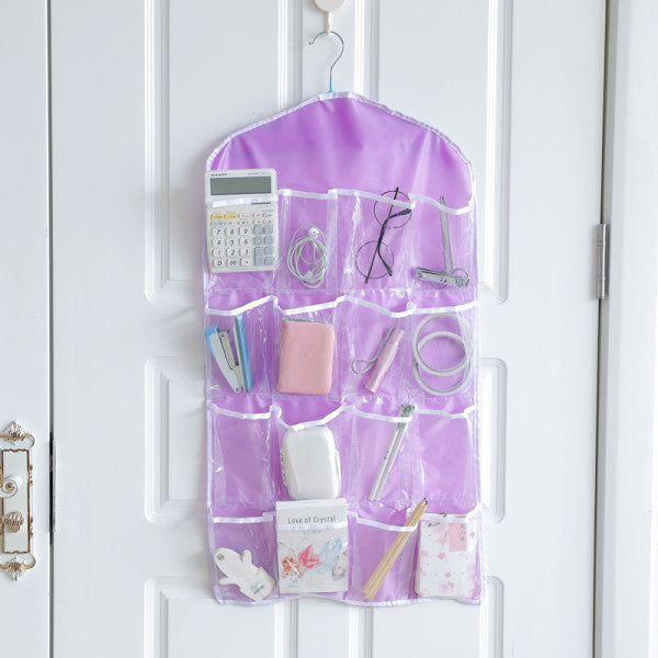 Multi Pockets Wardrobe Hanging Storage Fabric Rack - Purple