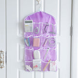Multi Pockets Wardrobe Hanging Storage Fabric Rack - Purple