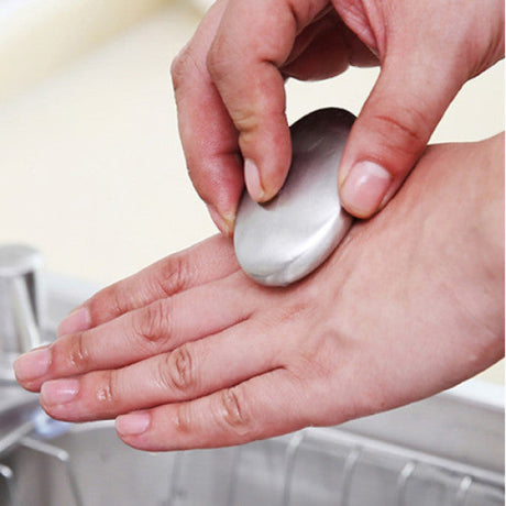 Stainless Steel Garlic Fishy Peculiar Smell Oder Remover Soap - Silver