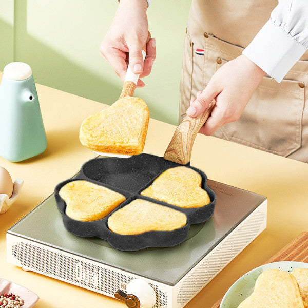 4 In 1 Heart Shape Non Stick Frying Pan - Dark Gray - Shop N Save