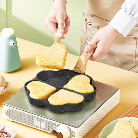 4 In 1 Heart Shape Non Stick Frying Pan - Dark Gray - Shop N Save
