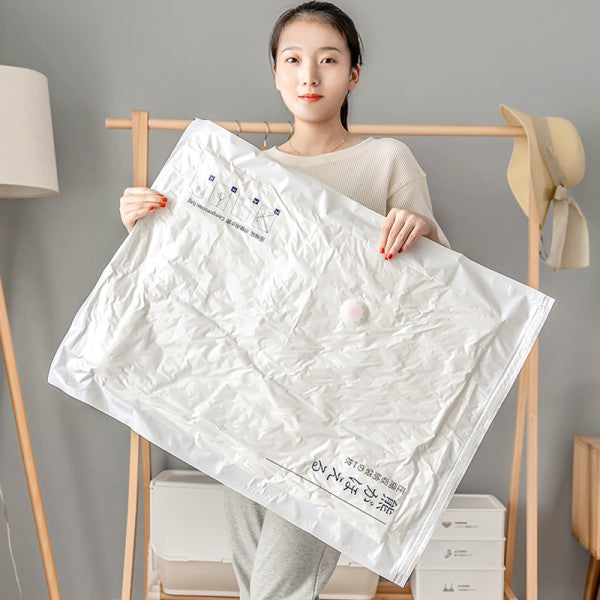 2 Pieces Vacuum Space Saving Clothes Storage Bag - 80x100cm - White - Shop N Save