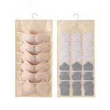 Multi Pockets Wardrobe Hanging Storage Fabric Rack - Purple