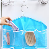 Multi Pockets Wardrobe Hanging Storage Fabric Rack - Pink