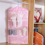 Multi Pockets Wardrobe Hanging Storage Fabric Rack - Pink