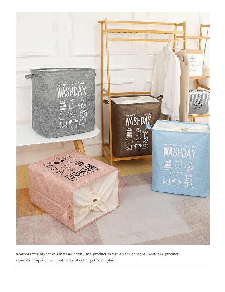 Foldable Printed Portable Canvas Laundry Basket