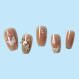 24 PCs Butterfly Pattern Shiny Indoor DIY Shiny Printed Party Wear Fake Nails With Glue