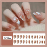 24 PCs Butterfly Pattern Shiny Indoor DIY Shiny Printed Party Wear Fake Nails With Glue