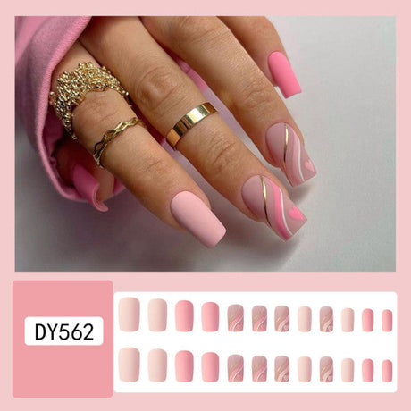 24 PCs Pinkish Beauty Heart Art Indoor DIY Shiny Party Wear Fake Nails With Glue