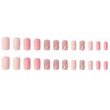 24 PCs Pinkish Beauty Heart Art Indoor DIY Shiny Party Wear Fake Nails With Glue