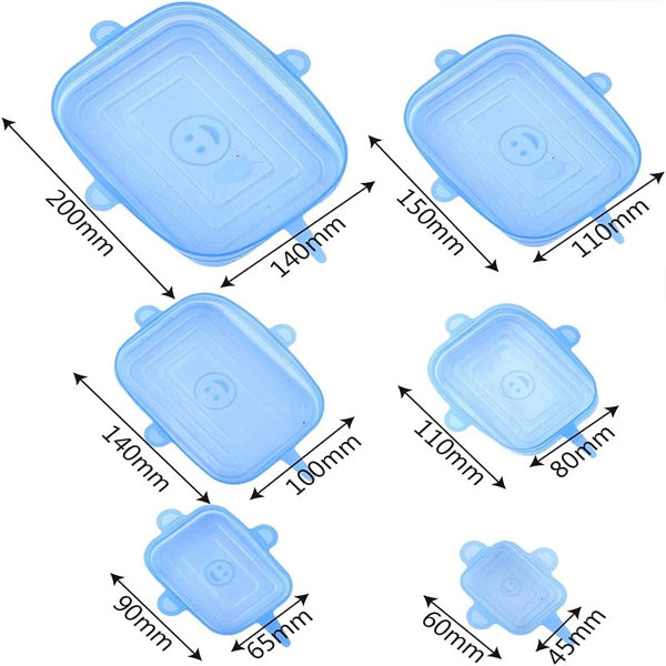 6 Pieces Silicone Food Storage Covers Reusable Airtight Wrap Transparent Flexible Silicone Stretch Bowl Cover Lids Set