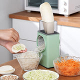 4 In 1 Vegetable Cutter Fruit Slicer Slicing Machine Kitchen Gadget Steel Blade Rotary Cutting Tool Grater - Green - Shop N Save