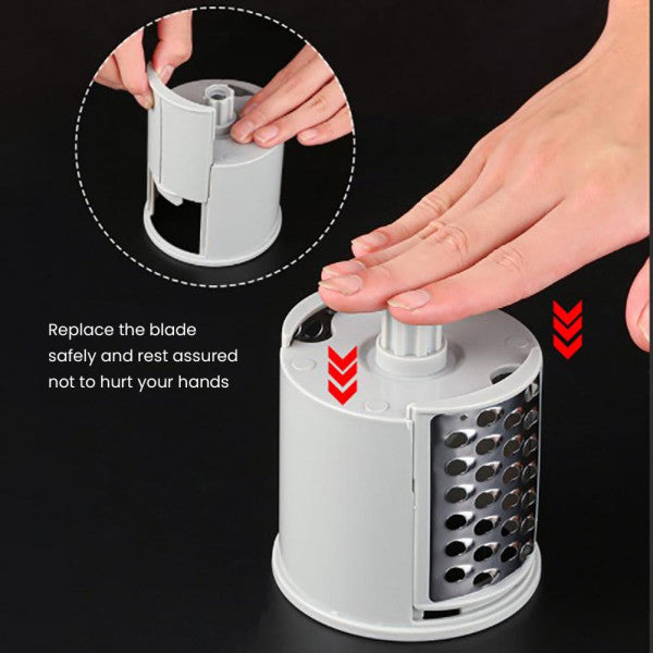 4 In 1 Vegetable Cutter Fruit Slicer Slicing Machine Kitchen Gadget Steel Blade Rotary Cutting Tool Grater - Green - Shop N Save