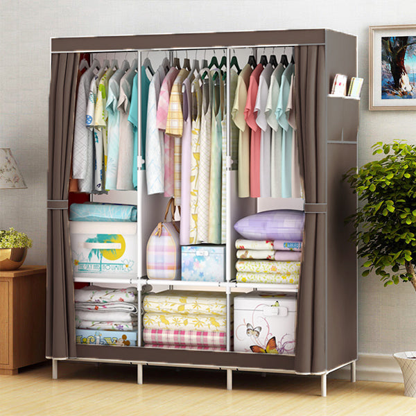 High Capacity Dustproof Household Clothes Storage Wardrobe - Wine Red