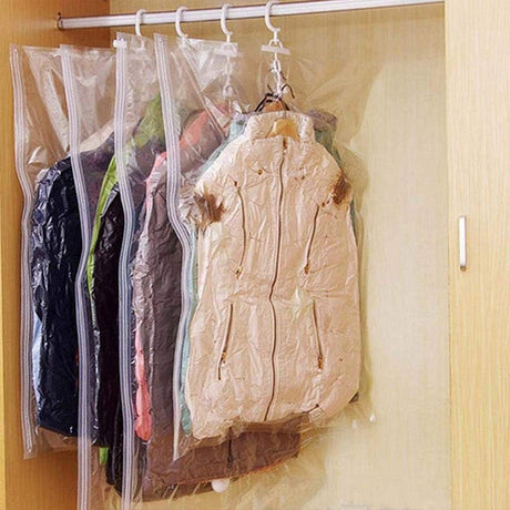 1 Piece Vacuum Seal Foldable Space Saver Garment Clothes Compression Organizer Storage Bags With Hanger - 67 X 110cm