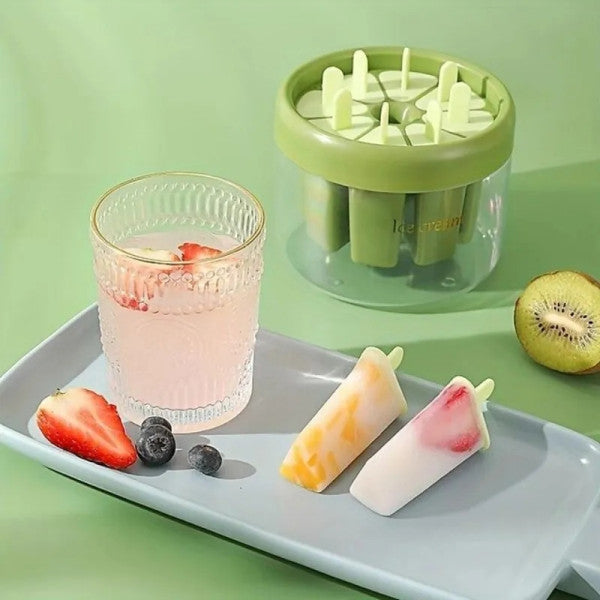 Ice Cream Mould Handmade Kitchen Refrigerator Food Grade Reusable Popsicle Making 8 Grid Tray