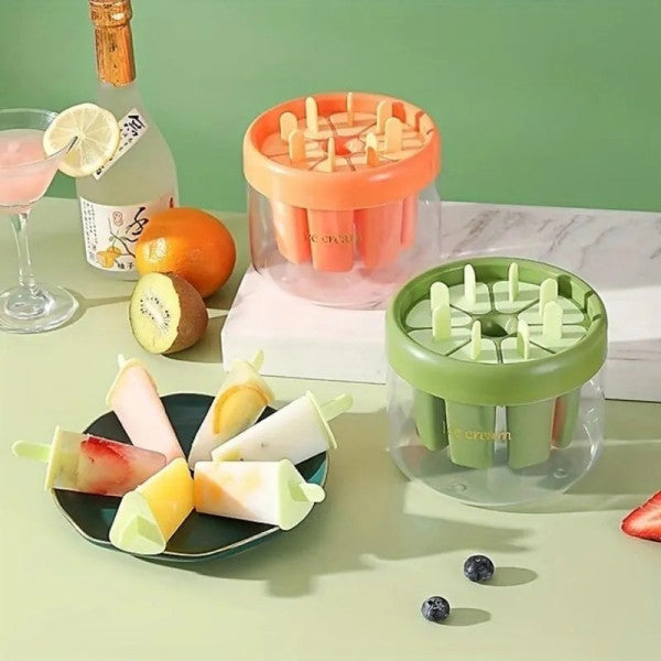 Ice Cream Mould Handmade Kitchen Refrigerator Food Grade Reusable Popsicle Making 8 Grid Tray