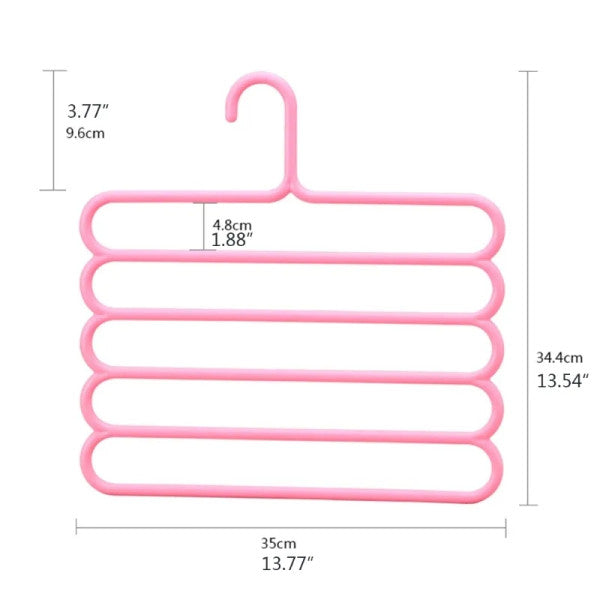 3 Pieces Light Weight Multifunctional 5 Layers Clothes Pants Trousers Wardrobe Hangers Holders Storage Rack Space Saver - Multicolor