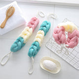 Long Size Bath Strip Rub Back Bath Flower Ball Bathroom Bathing Scrubber Cleaning Body Washing Cleaner Cleansing Hanging Wash Exfoliator - Pink Blue