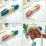 Long Size Bath Strip Rub Back Bath Flower Ball Bathroom Bathing Scrubber Cleaning Body Washing Cleaner Cleansing Hanging Wash Exfoliator - Pink Blue