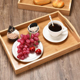 Wooden High-Quality Bamboo Material Serving Tray Double Handles Hard Wood Food Tray