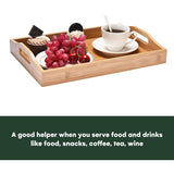 Wooden High-Quality Bamboo Material Serving Tray Double Handles Hard Wood Food Tray