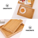 Wooden High-Quality Bamboo Material Serving Tray Double Handles Hard Wood Food Tray