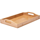 Wooden High-Quality Bamboo Material Serving Tray Double Handles Hard Wood Food Tray