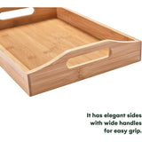 Wooden High-Quality Bamboo Material Serving Tray Double Handles Hard Wood Food Tray