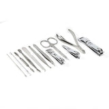 12 In 1 Stainless Steel Pedicure Manicure Kit Nail Cutter Set Nipper Clipper Cleaning Tools Personal Care Scissor Tweezer Nail Care Ear Pick 12 Pieces Box