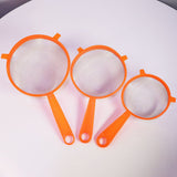 3 Pieces Colorful Strain Stainless Steel Mesh Strainer With Hook Kitchen Tool Food Straining Noodles Rice Easy Drain Micro Net Different Size Multipurpose Sifter Sieves Colander Three Pcs Set