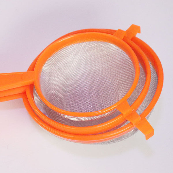 3 Pieces Colorful Strain Stainless Steel Mesh Strainer With Hook Kitchen Tool Food Straining Noodles Rice Easy Drain Micro Net Different Size Multipurpose Sifter Sieves Colander Three Pcs Set